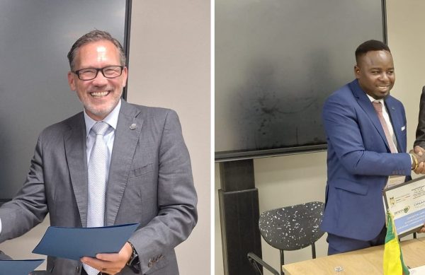 Signatures du MoU avec ASTM International (à gauche) et de la convention cadre avec l'ANM du Bénin (à droite), en marge de l'Assemblée Annuelle de l'ISO à Paris